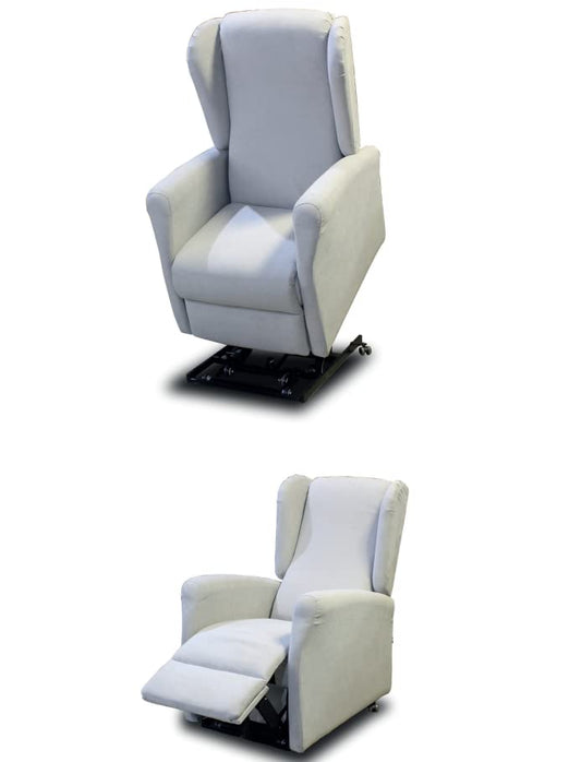 Dafne Italian Design Poltrona relax in tessuto antimacchia aquaclean colore grigio polvere chiaro - misure cm. L 77 l 82 H 103 - Made in Italy
