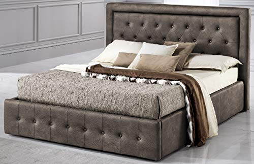 Letto matrimoniale con contenitore. Rivestito in similpelle cm. 184 x 210 x 114h. (Serie: Dafne-Letti-ST9)