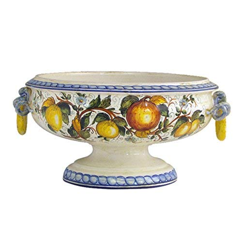 Dafne Italian Design Fruttiera centro tavola in ceramica artistica di Castelli, Dimensioni: h cm 17 x � cm 32