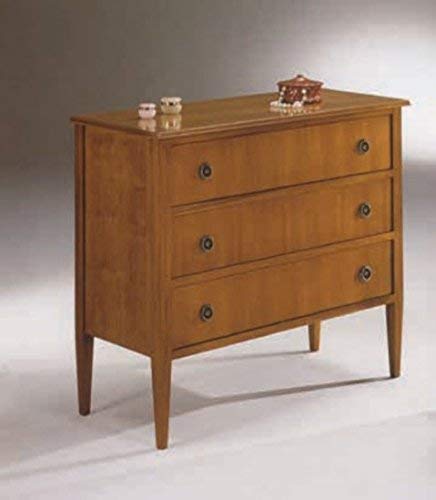 Dafne Italian Design Cassettiera -cm:L 103 P 45 H 90 cm - 3 cassetti - Stile classico e semplice - in noce - 100% Made in Italy -(DF18)