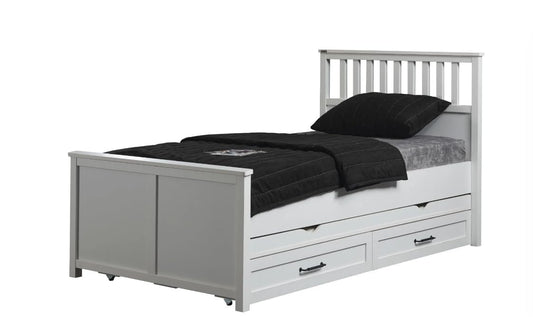 Dafne Italian Design Letto una piazza e mezza Classy colore bianco cm. 136 X 110 X 208 comprensivo di materasso cm. 120x200x25 con cassetti portaoggetti e secondo letto estraibile.