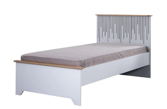 Dafne Italian Design Letto una piazza e mezza Lucas colore bianco e legno chiaro, cm. 113 X 106 X 208 comprensivo di materasso cm. 100x200x25.