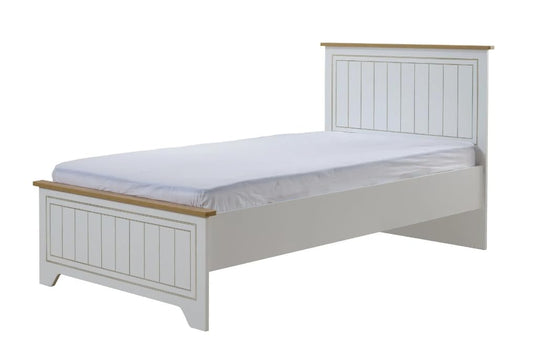 Dafne Italian Design Letto una piazza e mezza Mango colore bianco e legno chiaro, cm. 133 X 106 X 208 comprensivo di materasso cm. 120x200x25.