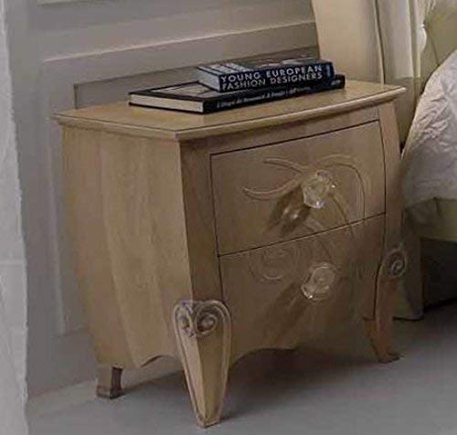 Dafne Italian Design 2 Comodini, legno chiaro, 64X45X56, 70 Kg, Piano-Ante-fianchi-cassetti: impiallacciato c/noce nazionale-Piedi: legno tiglio 100% Made in Italy