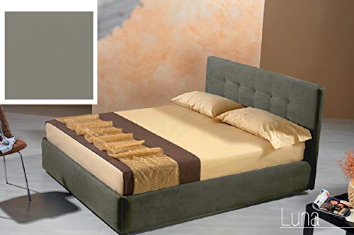 Dafne Italian Design Letto una piazza e mezza contenitore, similpelle lavabile, colore grigio - Dimensioni: Larghezza 136 x 210 x H 100 cm - per materasso 120 x 190. - 100% Made in Italy (SFI)