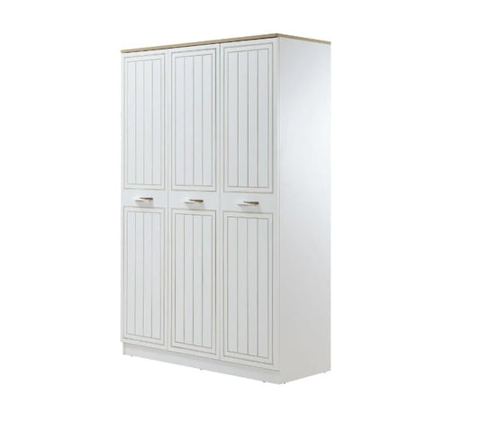 Dafne Italian Design Armadio tre ante Mango colore bianco e legno chiaro misura cm.121x191x54