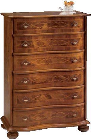 Dafne Italian Design Cassettiera -cm:L 81 P 41 H 112 cm - in noce - 6 cassetti - 100% Made in Italy -(DF18)