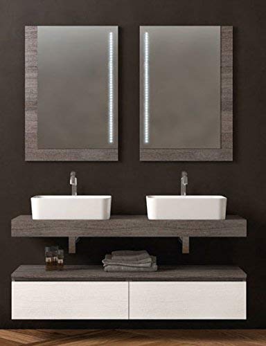 Dafne Italian Design Mobile da Bagno sospeso con Due lavabi da appogggio - Misura: L.140 P.46 cm - Finitura: Rovere Scuro e Bianco - specchi - Base con cassettoni - Made in Italy