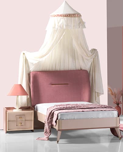 TUTTOCAMERETTE.IT - Cameretta completa per ragazze e bambine stile chic rosa. Comprende letto con zanzariera, materasso, comodino, armadio, scrivania, mensola attrezzata, pouf - [LVT]