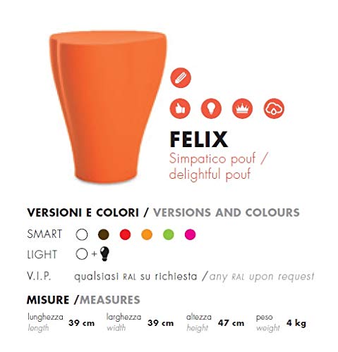 Plart Design Felix DP1550 - Pouf, 39 x 39 x 47 cm, Colore: Rosso