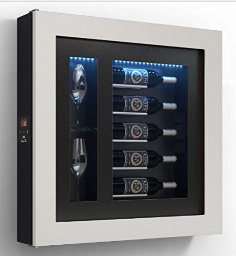 Cantinetta vino da parete per cinque bottiglie in orizzontale e due bicchieri orizzontali laterali per bottiglie H.328 D.90 mm - peso 30 kg. (SF00)
