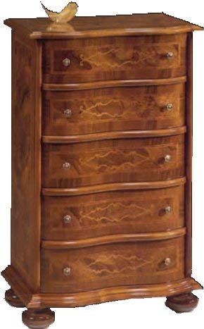 Dafne Italian Design Cassettiera -cm:L 60 P 35 H 95 cm - in noce - 5 cassetti - 100% Made in Italy -(DF18)
