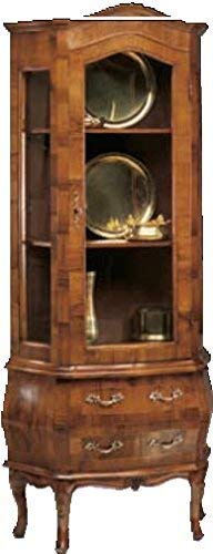 Dafne Italian Design Cristalliera -cm: L 79 P 33 H 184 cm - in noce - 1 Anta - 2 cassetti - 3 ripiani spostabili - 100% Made in Italy -(DF18)