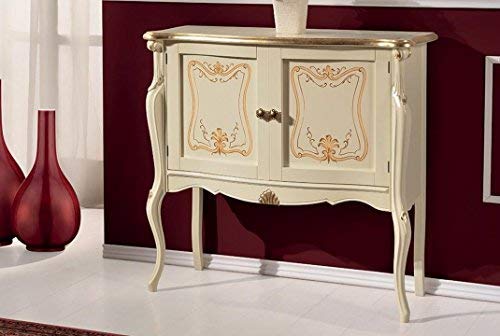 Dafne Italian Design Vetrina bassa 2 ante, gamba alta, colore avorio, decorazioni oro -cm: 108 cm - 40 cm - H 100 cm ? 0,50 Mc ? Stile classico - - 100% Made in Italy (SF17)