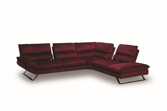 Dafne Italian Design Divano angolare in tessuto colore bordeaux con spalliera traslante - misure cm. L 306 x 251 - l 125 - H 93 - Made in Italy
