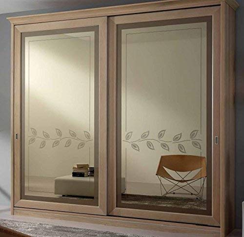 Armadio 2 ante scorrevoli con specchio, cassettiera interna, colore legno chiaro, H. 257,5X58X280, 190 Kg Struttura: tamburato con telaio abete, impiallacciato noce nazionale. 100% Made in Italy