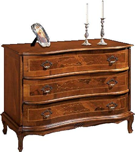 Dafne Italian Design Com? -cm: L 113 P 50 H 81 cm - 3 cassetti - Decorazioni stile ?Barocco? - in noce - 100% Made in Italy -(DF18)