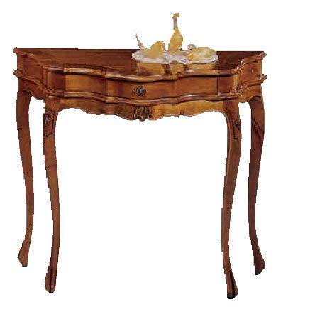 Dafne Italian Design Consolle sagomata noce -cm: L 87 P 35 H 75 cm - in noce - un cassetto al centro - 100% Made in Italy -(DF18)