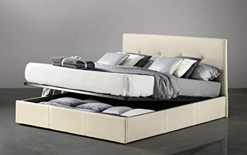 Dafne Italian Design Letto matrimoniale con contenitore rivestito in similpelle, rete ortopedica a doghe 178x203x100h cm.