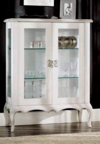 Dafne Italian Design Vetrinetta Stile Classico Noce Laccato Bianco (cm. L. 98 - P. 38 - H. 121) (VGG)