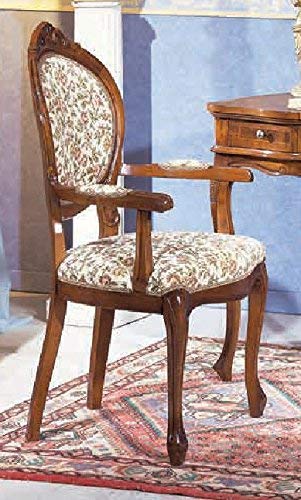 Dafne Italian Design Poltrona -cm: L 56 P 49 H 106 H seduta 49 cm - in noce - schienale, seduta e braccioli imbottiti - 100% Made in Italy -(DF18)