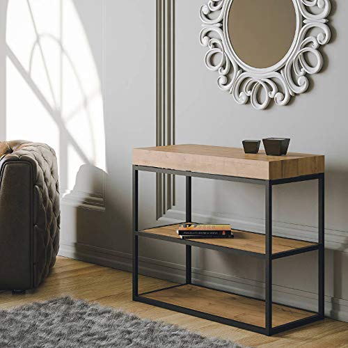 Itamoby Consolle allungabile Plano Small Quercia Natura & Antracite L.90 x H.77 x P.40 (allung. Fino a 196 cm)