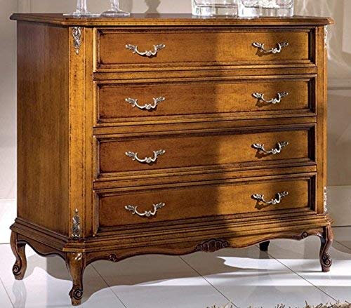 Dafne Italian Design Com? 4 cassetti, noce scuro -cm: 90 cm - 43 cm - H 81 cm - 0,39 Mc - Stile classico - 100% Made in Italy (SF17)