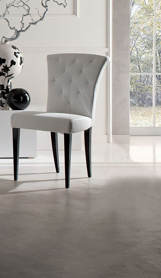 Dafne Italian Design Poltroncina in similpelle bianca, gambe in faggio nere