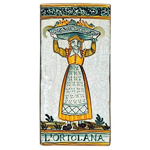 Dafne Italian Design Simonetti Mattonella decorata a mano con gancio a croce in ferro battuto in ceramica artistica di Castelli Italia arti e mestieri l' ortolana