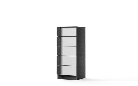 Mobile da bagno "Sandie" colore bianco e nero componibile cm 81x46x189 (base, lavabo, specchio, pensile) - colonna anta sx cm. 35x34x189 - mobile 5 cassetti cm 35x34x85, colonna anta dx 35x34x164