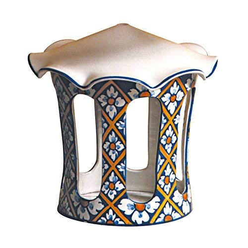 Dafne Italian Design Lanterna da interno e da esterno in ceramica artistica di Castelli, Dimensioni: h cm 27 � cm 28