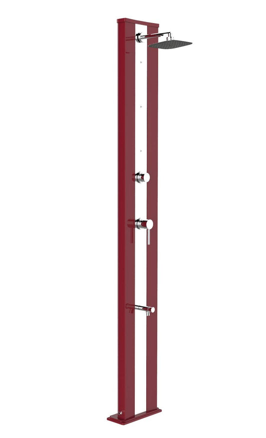 Doccia a energia Solare Arkema D450 3027 I Dada S Colore Cherry Struttura in Alluminio Verniciata a Polvere Dotata di Miscelatore Acqua Calda Fredda lavapiedi e nebulizzatori