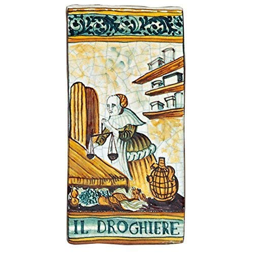 Dafne Italian Design Simonetti Mattonella decorata a mano in ceramica artistica di Castelli Italia arti e mestieri il droghiere