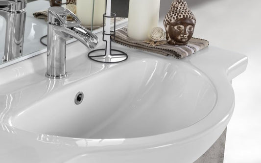 Dafne Italian Design Mobile da bagno Missy finitura grigio cemento cm. 85x50x190 (base, lavabo, specchio, pensile)