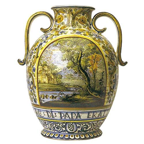 Vaso ad anfora in ceramica artistica italiana dipinto a mano.