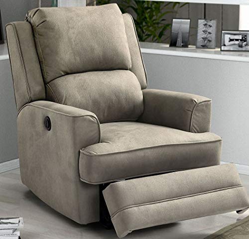 Dafne Italian Design Poltrona girevole con recliner elettrico - grigio chiaro - similpelle - - Poltrona con recliner elettrica -, cm. 95 x 78 x 102h (STD)