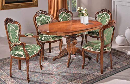Dafne Italian Design Set di Tavolo con capotavola Noce, Stile Classico (cm. L. 140 - H. 78 - P. 90) (TVG)