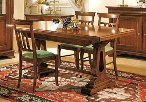 Dafne Italian Design Set di Tavolo allungabile con sedie noc- Stile Classico (cm. L. 180 - H. 80 - P. 85) (TVG)