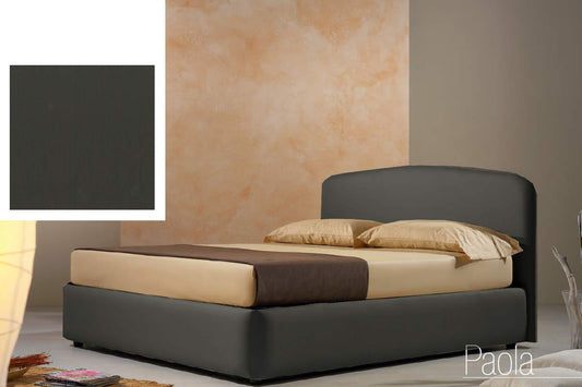 Dafne Italian Design Letto una piazza e mezza contenitore, similpelle, nero -138x210x114 cm - per materasso 120x190-100% Made in Italy