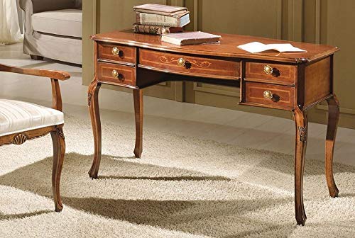 Dafne Italian Design Scrivania classia e poltroncina noce scuro -cm: 113 cm - 62 cm - H 77 cm, cm: 100 cm - 60 cm - H 54 cm Stile classico - 100% Made in Italy (SF17)