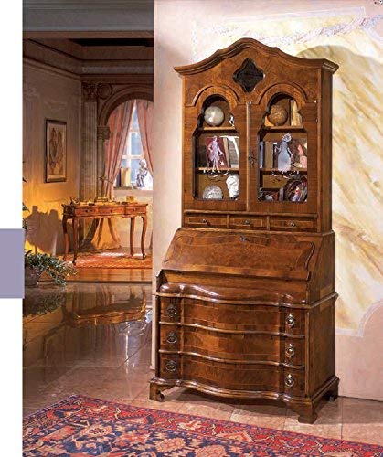 Dafne Italian Design Trumeau con 3 cassettini -cm: L 104 P 49 H 218 cm - in noce - 3 cassetti e 3 cassettini - vetrina 2 ante e 3 ripiani - 100% Made in Italy -(DF18)