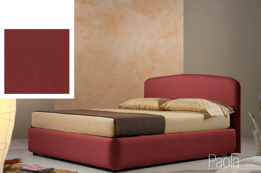 Dafne Italian Design Letto una piazza e mezza contenitore, similpelle, rosso scuro - 138x220x114 cm - per materasso 120x200-100% Made in Italy