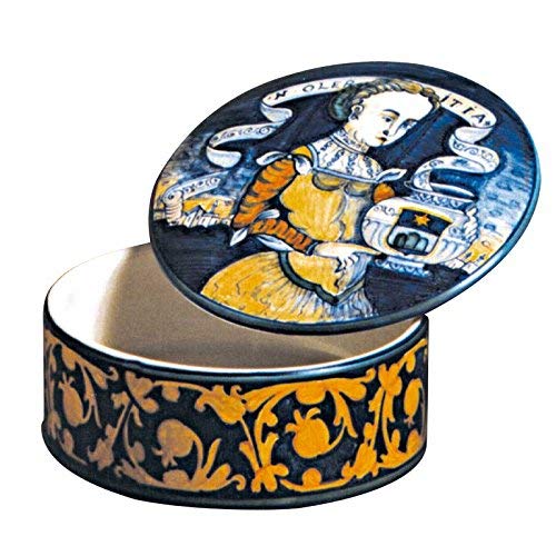Scatolina portagioie in ceramica artistica di Castelli Italia Collezione: Classici dell'arte - Orsini Colonna Dimensioni: � cm 17