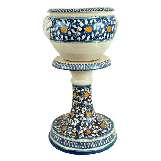 Portavaso con alzatina in ceramica - Dimensioni: h cm 25 ø cm 32 - made in Italy