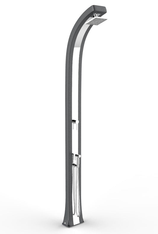Doccia con doppio attacco per acqua calda e fredda Spring Plus Doccia tradizionale per interni e esterni in Polietilene HD con Miscelatore acqua e Doccino mobile Colore Antracite e Inox