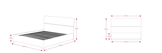 Dafne Italian Design Letto matrimoniale con contenitore in legno, rete ortopedica a doghe - 169 x 203 x 94h.