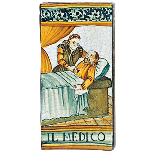 Dafne Italian Design Simonetti Mattonella decorata a mano con gancio a croce in ferro battuto in ceramica artistica di Castelli Italia arti e mestieri il medico