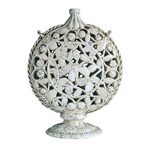 Dafne Italian Design Vaso traforato in ceramica artistica di Castelli, Dimensioni: cm 23 - h cm 33, bianco anticato