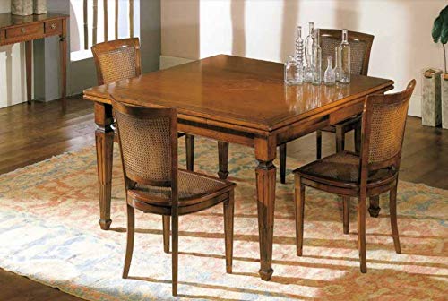 Dafne Italian Design Set di Tavolo allungabile con sedie Noce, Stile Classico (cm. L. 128 - H. 80 - P. 128) (TVG)