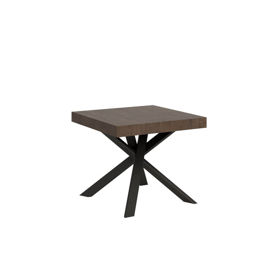 Itamoby Tavolo Clerk 90x90 allungato 194 piano Noce gambe Antracite